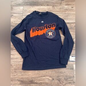 Houston Astros Blue Long Sleeve Tee T-Shirt Genuine Merch. Men's SMALL NWT#242